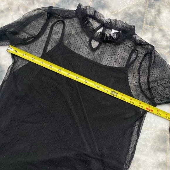 Black Art Class Sheer Long Sleeve Top - Picture 6 of 8